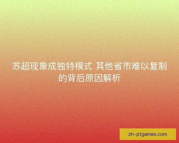 苏超现象成独特模式 其他省市难以复制的背后原因解析